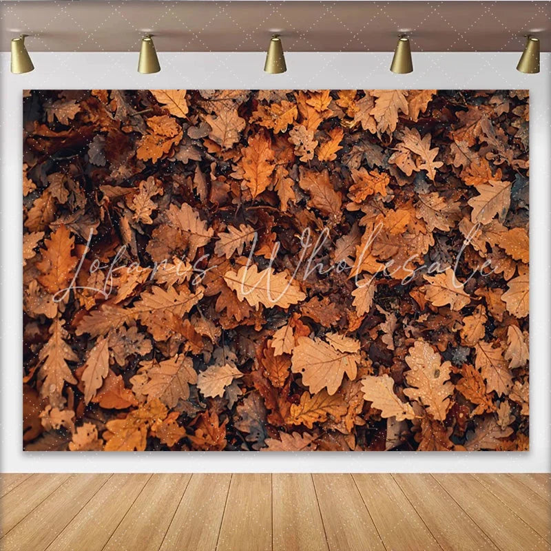 Lofaris Autumn Forest Floor Photography Backdrop with Dried Leaves Natural Seasonal Background for Professional Portrait