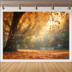 Lofaris Autumn Forest Photography Backdrop with Falling Leaves Golden Seasonal Background for Professional Portrait