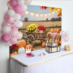 Lofaris Autumn Harvest Photography Backdrop with Pumpkins and Hay Bales Rustic Farmhouse Background for Thanksgiving Party Decor
