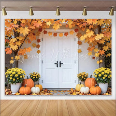 Lofaris Autumn Maple Leaf Thanksgiving Backdrop with Pumpkins and Flowers Harvest Fall Decor Background for Photography and Party