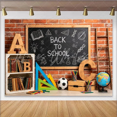 Lofaris Back To School Backdrop with Blackboard Books and Colorful School Supplies Brick Wall Photography Background for Classroom Decor