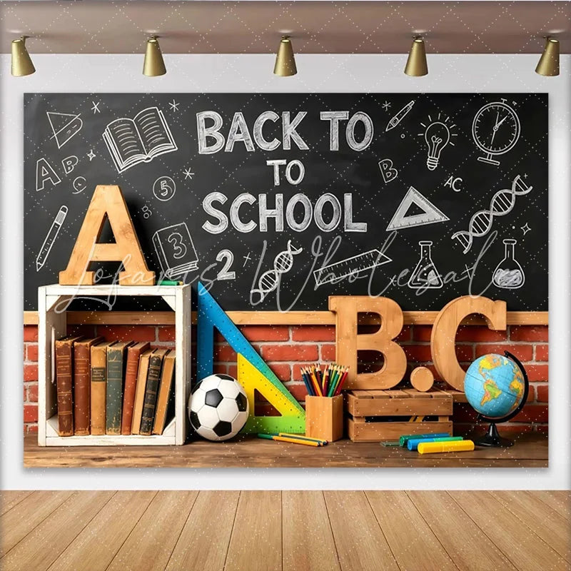 Lofaris Back To School Backdrop with Chalkboard and Learning Elements Educational Photography Background for Classroom Decor