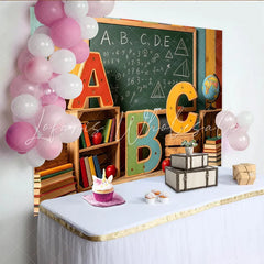 Lofaris Back to School Classroom Photography Backdrop with Chalkboard and Alphabet Letters Educational Studio Background for Kids