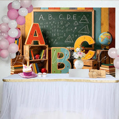 Lofaris Back to School Classroom Photography Backdrop with Chalkboard and Alphabet Letters Educational Studio Background for Kids