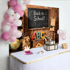 Lofaris Back to School Photography Backdrop with Blackboard and Books Rustic Brick Wall Background for Studio Photoshoot