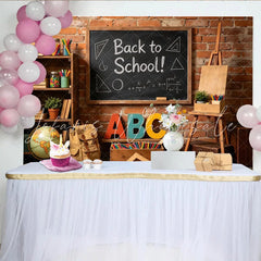 Lofaris Back to School Photography Backdrop with Blackboard and Books Rustic Brick Wall Background for Studio Photoshoot