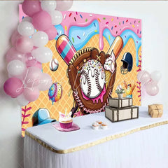 Lofaris Baseball and Sweet Ice Cream Birthday Backdrop Sports Theme Party Decoration Background for Boys
