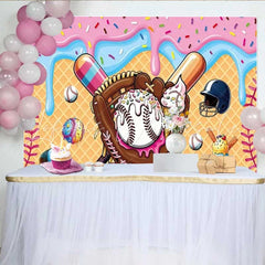 Lofaris Baseball and Sweet Ice Cream Birthday Backdrop Sports Theme Party Decoration Background for Boys