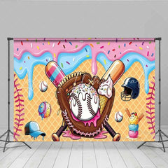 Lofaris Baseball and Sweet Ice Cream Birthday Backdrop Sports Theme Party Decoration Background for Boys