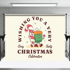 Lofaris Beige Cane Candy Cake Cosy Tasty Christmas Backdrop