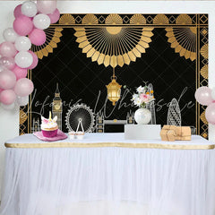 Lofaris Black and Gold Art Deco London City Photography Backdrop Elegant Skyline Background for Party Decor and Studio Photoshoot