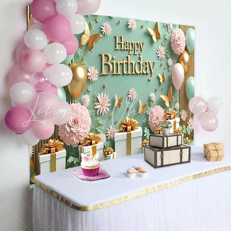 Lofaris Black and Gold Balloon Garland Birthday Backdrop White and Metallic Leaf Photography Background Gala Party