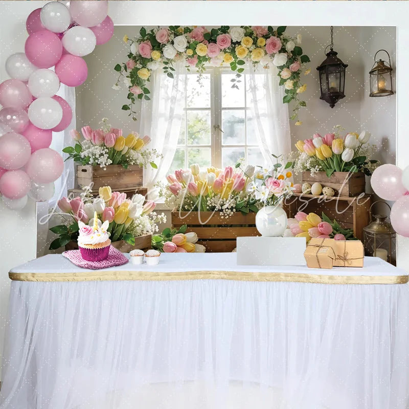 Lofaris Black and Gold Happy Birthday Backdrop with Balloons Elegant Party Decoration Prop for Men and Women