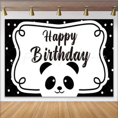 Lofaris Black and White Panda Happy Birthday Backdrop Polka Dots Party Background for Kids