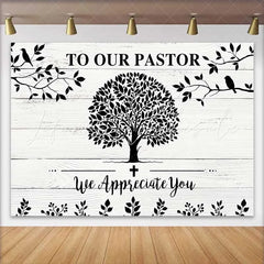 Lofaris Black and White Tree of Life Pastor Appreciation Backdrop Thank You Church Event Decor Photography Background