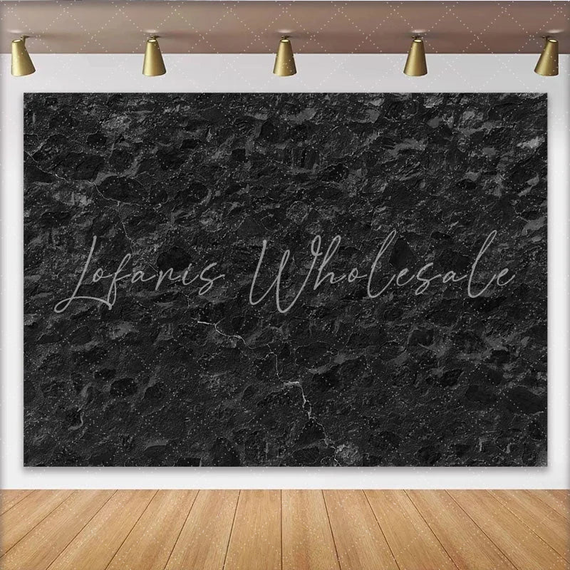 Lofaris Black Stone Wall Backdrop Dark Textured Rock Masonry Photography Background