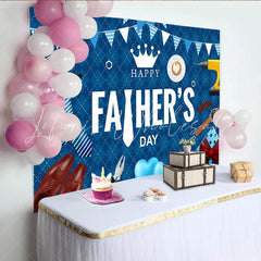 Lofaris Blue Argyle Fathers Day Backdrop with Tie Tools and Gift Box Elegant Celebration Background for Party Decor and Photoshoot