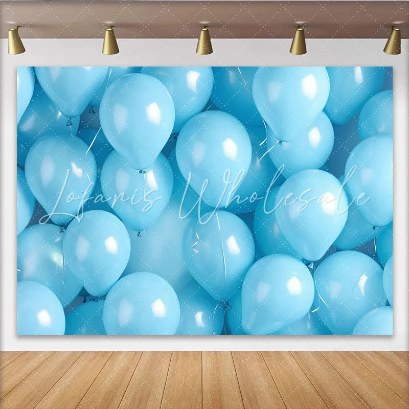 Lofaris Blue Balloons Backdrop 3D Birthday Cake Smash Photography Background