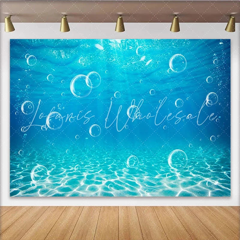Lofaris Blue Underwater Photography Backdrop with Rising Bubbles and Sunlight Ocean Theme Background for Studio Photoshoot and Party Decor