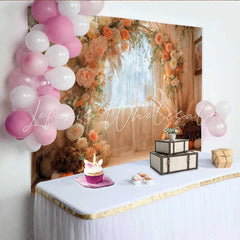 Lofaris Boho Autumn Pumpkin Arch Backdrop Fall Floral and Pampas Grass Window Decoration