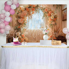 Lofaris Boho Autumn Pumpkin Arch Backdrop Fall Floral and Pampas Grass Window Decoration
