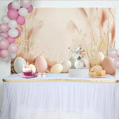 Lofaris Boho Easter Eggs Backdrop Cream Pampas Grass and Dried Floral Photography Background