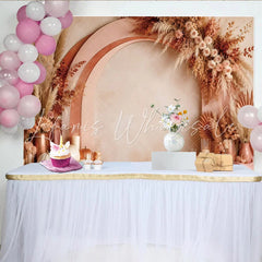 Lofaris Boho Floral Arch Photography Backdrop with Dried Pampas Grass and Roses Rustic Autumn Harvest Studio Background for Photoshoot