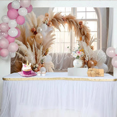 Lofaris Boho Window Arch Backdrop Pampa Grass and Balloon Decor for Wedding Party