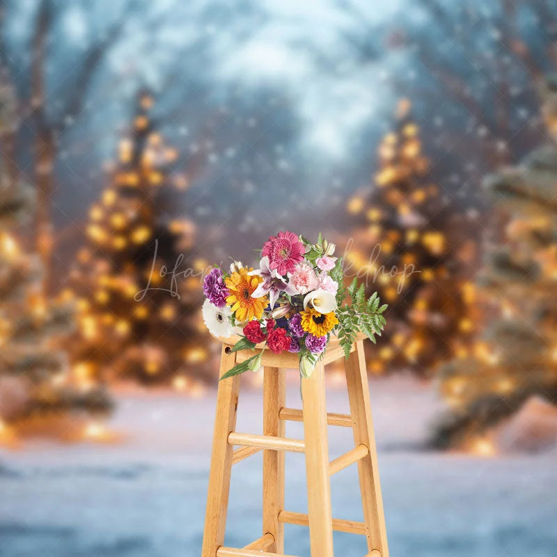 Lofaris Bokeh Glitter Light Xmas Tree Christmas Backdrop