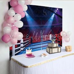 Lofaris Boxing Ring Arena Sports Photography Backdrop with Bright Spotlights Professional Stadium Background for Sports Event Photoshoot