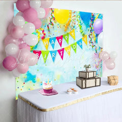 Lofaris Bunte Luftballons Konfetti Banner Geburtstagshintergrund für fröhliche Feiern professionelle Fotostudio-Requisiten