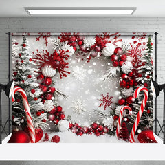 Lofaris Candy Cane Snowflakes Christmas Photography Backdrop