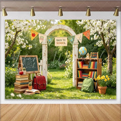 Lofaris Charming Back To School Backdrop with Archway and Books Outdoor Garden Background for Classroom Decor and Photography
