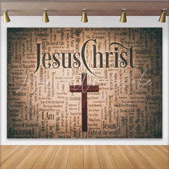 Lofaris Christian Photography Backdrop with Wooden Cross and Religious Text Inspirational Studio Background for Church Events and Portraits