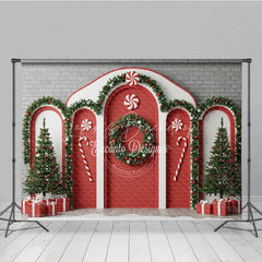 Lofaris Christmas Candy Cane Archway Photography Backdrop Red and White Peppermint Theme Holiday Party Photo Booth Decor