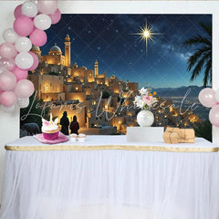 Lofaris Christmas Nativity Backdrop with Star of Bethlehem and Ancient Town Holiday Photography Background for Festive Decor