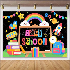 Lofaris Colorful Back To School Backdrop with Chalkboard School Bus and Rainbow Fun Photography Background for Kids and Classroom Decor