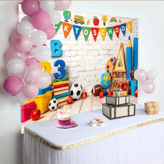 Lofaris Colorful Back To School Backdrop with Letters and Numbers Educational Photography Background for Classroom Decor