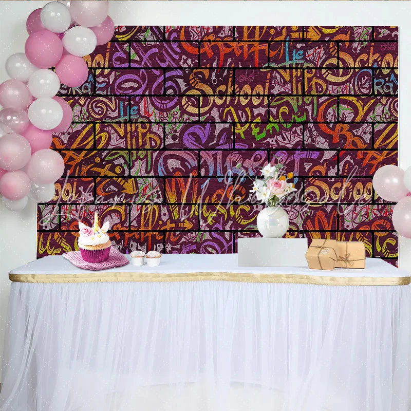Lofaris Colorful Street Graffiti Brick Wall Backdrop Hip Hop Style Urban Abstract Photography Studio Background
