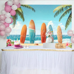 Lofaris Colorful Surfboard Tropical Beach Photography Backdrop Ocean Wave Summer Photo Background for Studio Shoot