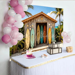 Lofaris Colorful Surfboards Beach Shack Photography Backdrop Tropical Summer Vacation Photo Background for Studio