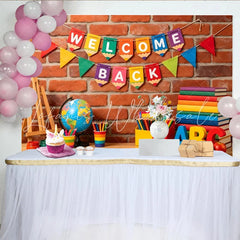 Lofaris Colorful Welcome Back to School Backdrop with Brick Wall Educational Theme Background for Classroom Photography
