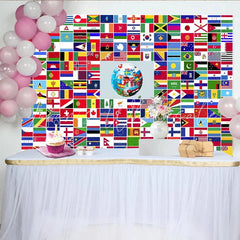 Lofaris Colorful World Flags Photography Backdrop with Globe Design International Theme Background for Educational and Cultural Events