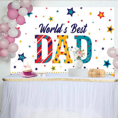 Lofaris Colorful World’s Best DAD Fathers Day Backdrop with Stars Festive Party Background for Celebration Photoshoot