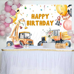 Lofaris Construction Crane Birthday Backdrop Truck Balloon Confetti Background Boy Party Decoration Prop