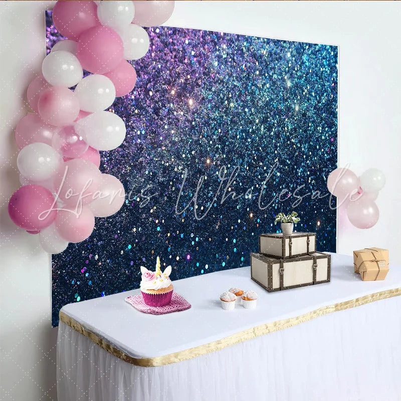 Lofaris Cosmic Glitter Bokeh Backdrop Blue and Purple Sparkle Photography Background
