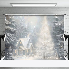 Lofaris Cozy Christmas Cottage Photography Backdrop Painterly Winter Snow Scene Holiday Mini Session Background