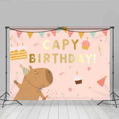 Lofaris Cute Capybara Birthday Backdrop Pink Sweet Party Background for Girls Kids Celebration