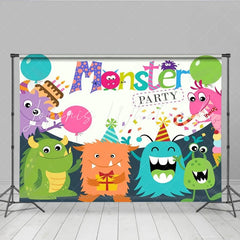 Lofaris Cute Monster Birthday Party Backdrop Cartoon Little Monsters Photography Background Kids 1st Birthday Baby Shower Decor