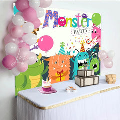 Lofaris Cute Monster Birthday Party Backdrop Cartoon Little Monsters Photography Background Kids 1st Birthday Baby Shower Decor